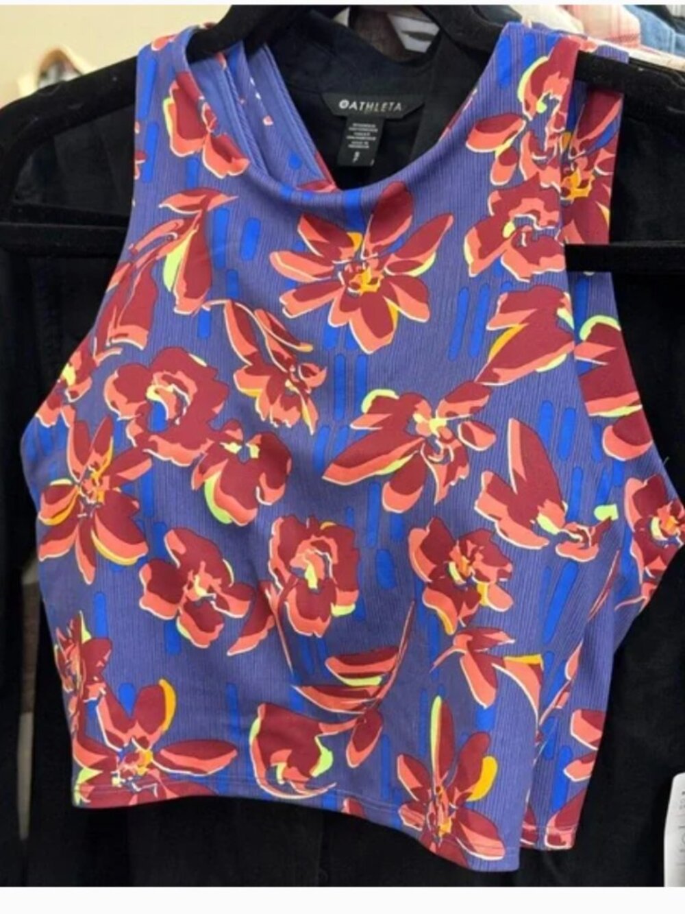 ATHLETA Conscious Crop Racerback Bra A-C Size Small Floral NEW no tags $64 msrp